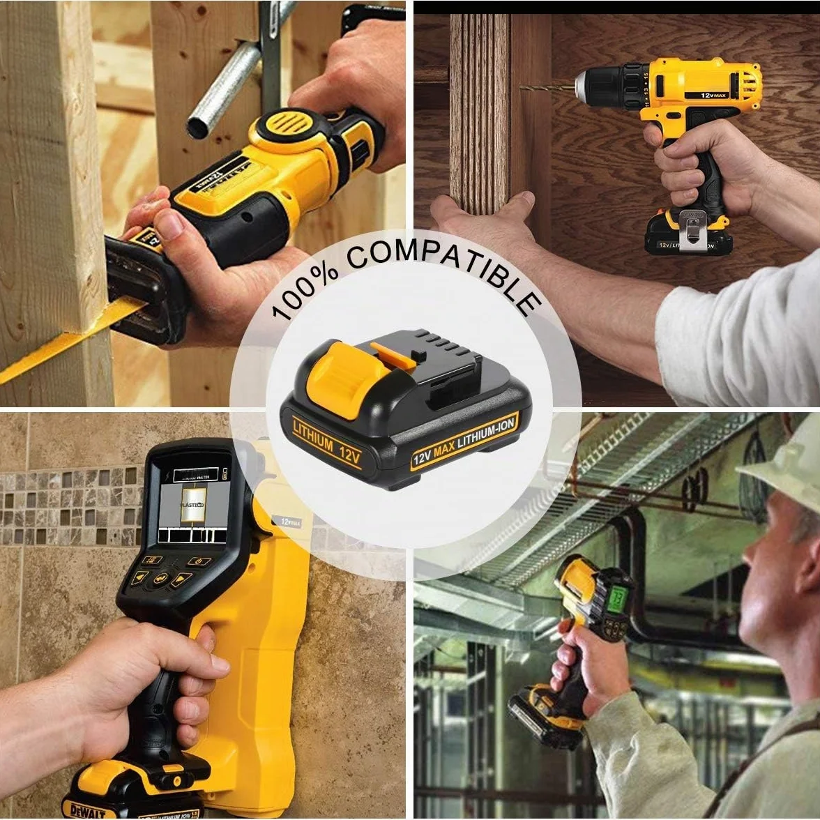 Paquete de 2 baterías de iones de litio DCB127 de 3.0 Ah 10.8 V/12 V de repuesto para Dewalt DCB124-XJ DCB120 DCB123 DCB127 DCB122 DCB124 DCB121