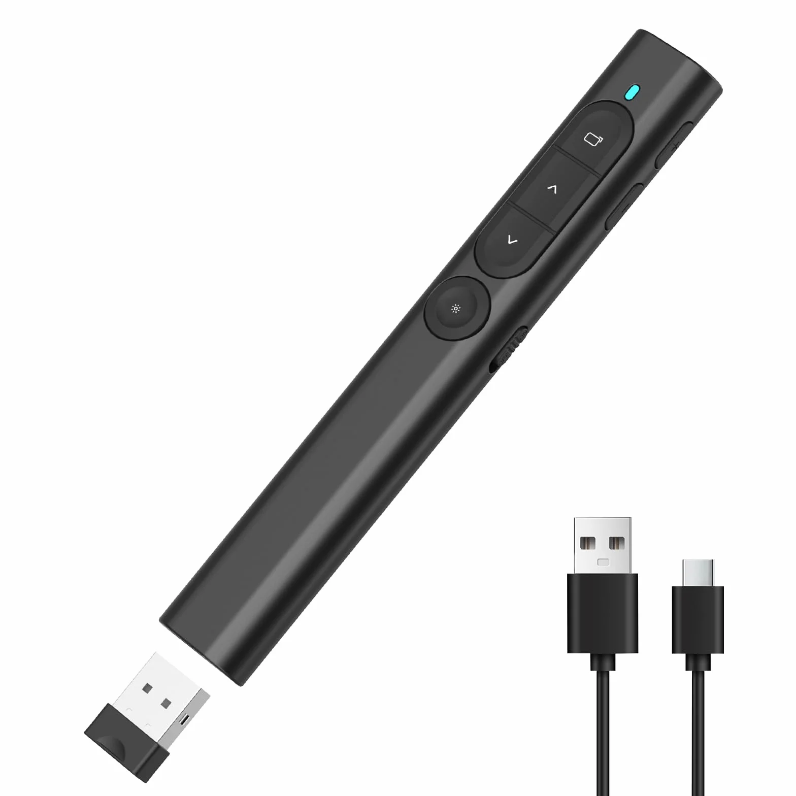 elzle Presentador Inalámbrico para PowerPoint, Control Remoto con de Hipervínculo y Regulador de Volumen, Compatible con Mac, PC y Portátiles, para Reuniones y Conferencias - Negro