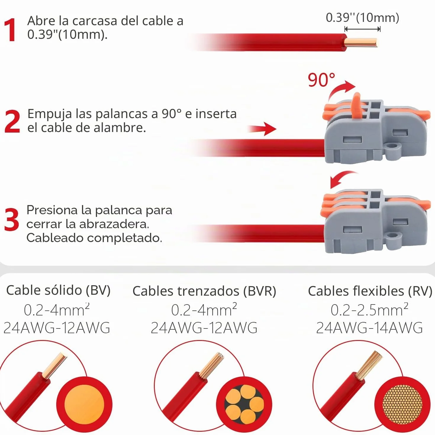 Conectores Eléctricos Kit 62 Piezas Conexión Rápida 0,2-4mm²
