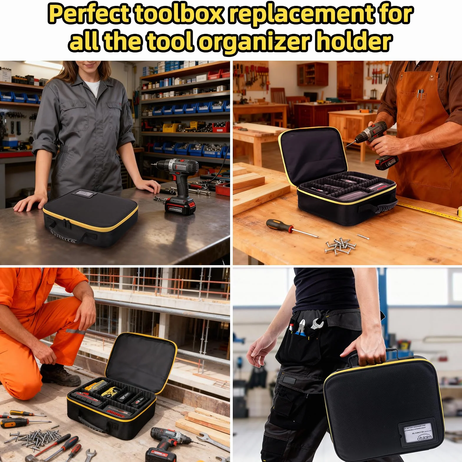 Maletín Herramientas Bolsa Portátil para Baterías y Cargadores | Porta Utensilios con Divisores Ajustables, Caja Electricista, Accesorios Eléctricos, Impermeable Antigolpes, 30 x 26 x 10cm