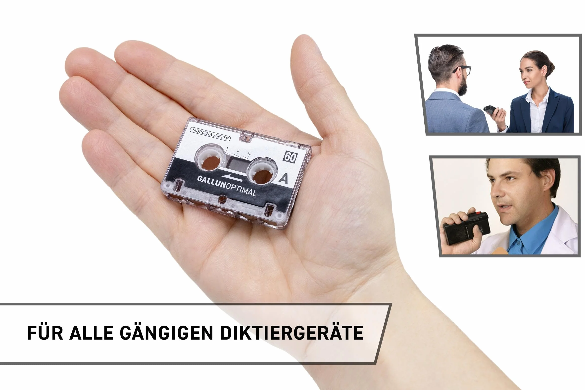 Microcasete MC60 para dictáfono, 3 Unidades, Caja para grabadora de voz