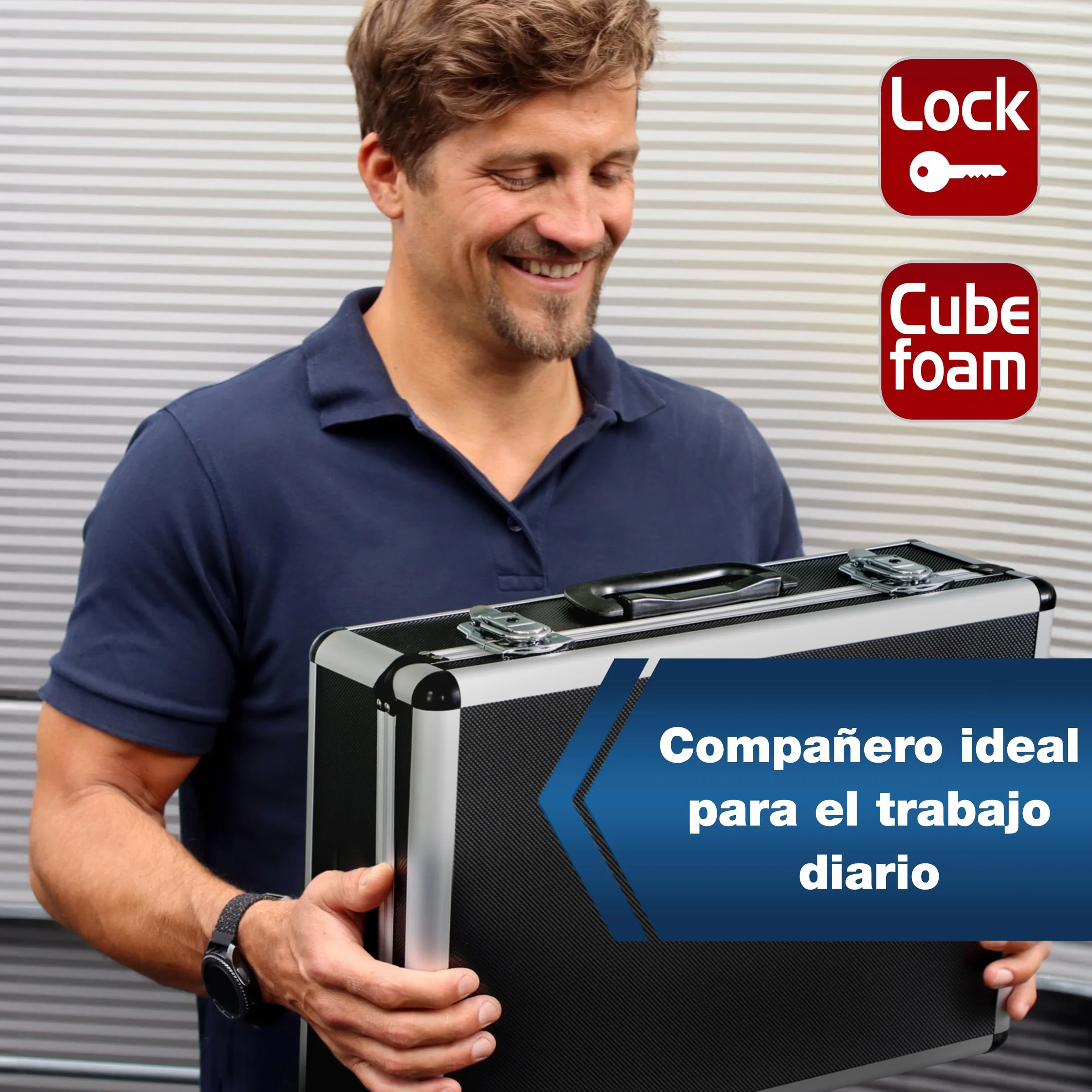 PeakTech 7305 – Estuche universal para dispositivos de medición, robusto, almacenamiento de herramientas, relleno de espuma, con cerradura, protección contra el polvo, L - 405 x 330 x 150 mm
