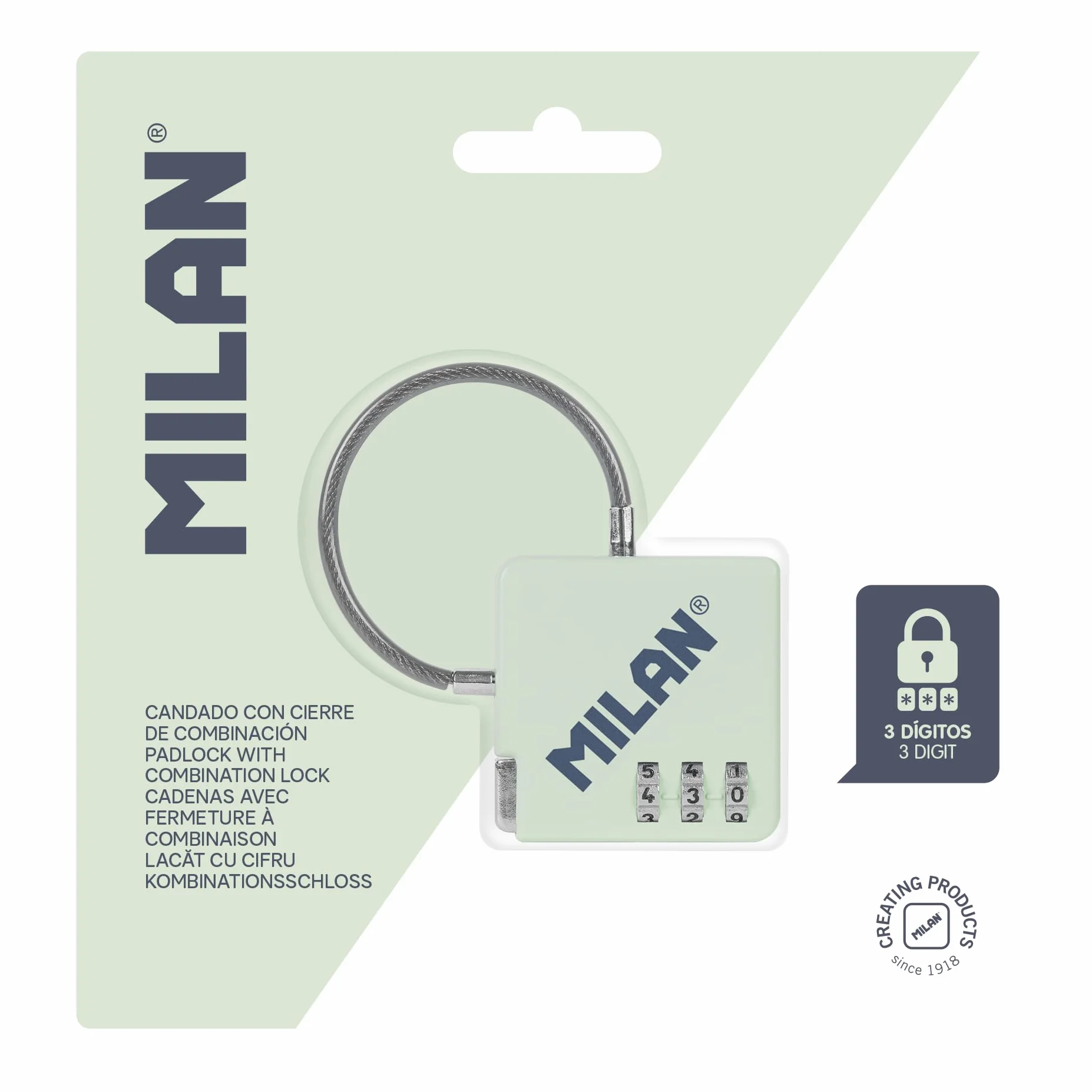MILAN® Candado con cierre de combinación, colección 430 since 1918, verde