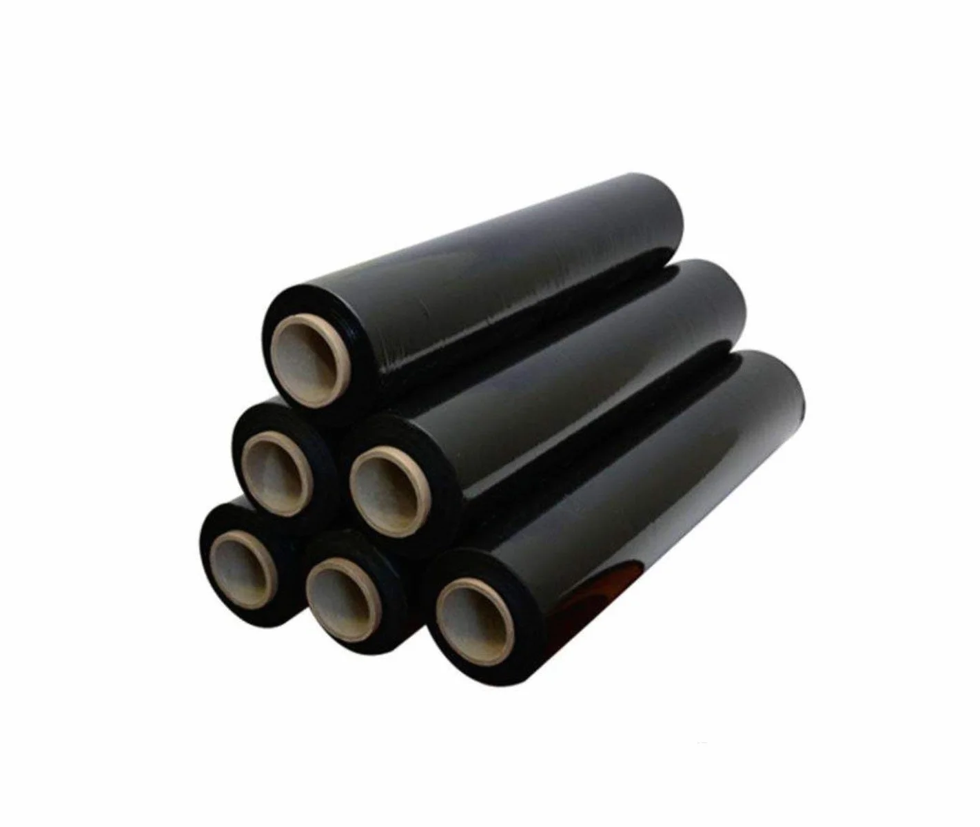 Rollo de film negro elástico y resistente para paquetes y palés