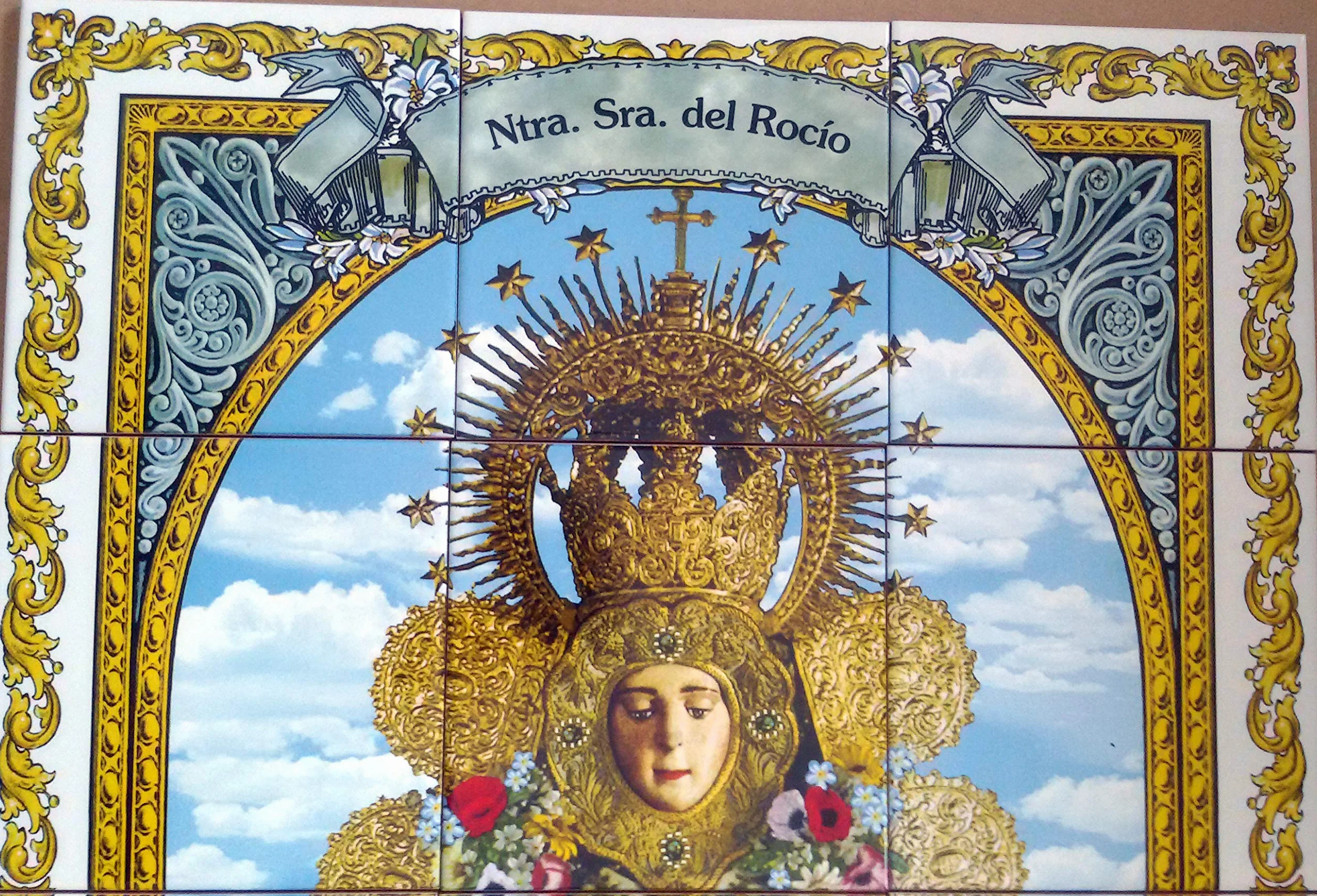 Rustiluz Azulejo religioso de la Virgen del Rocío de 45 x 60 cm