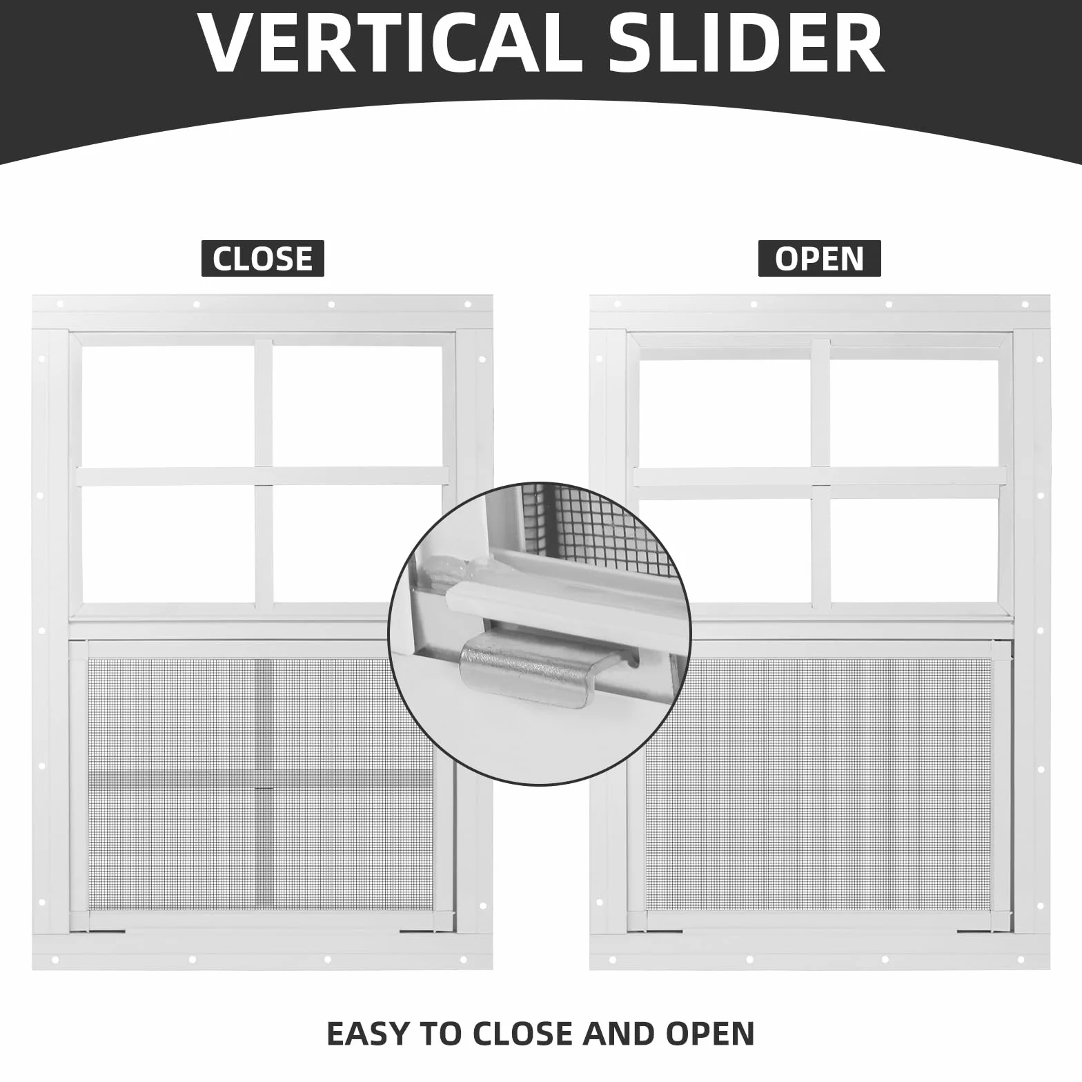 Paquete de 2 ventanas de cobertizo de 14 pulgadas de ancho x 21 pulgadas de alto, ventana blanca con vidrio templado y pantalla de fibra de vidrio, ventanas correderas con deslizador vertical y