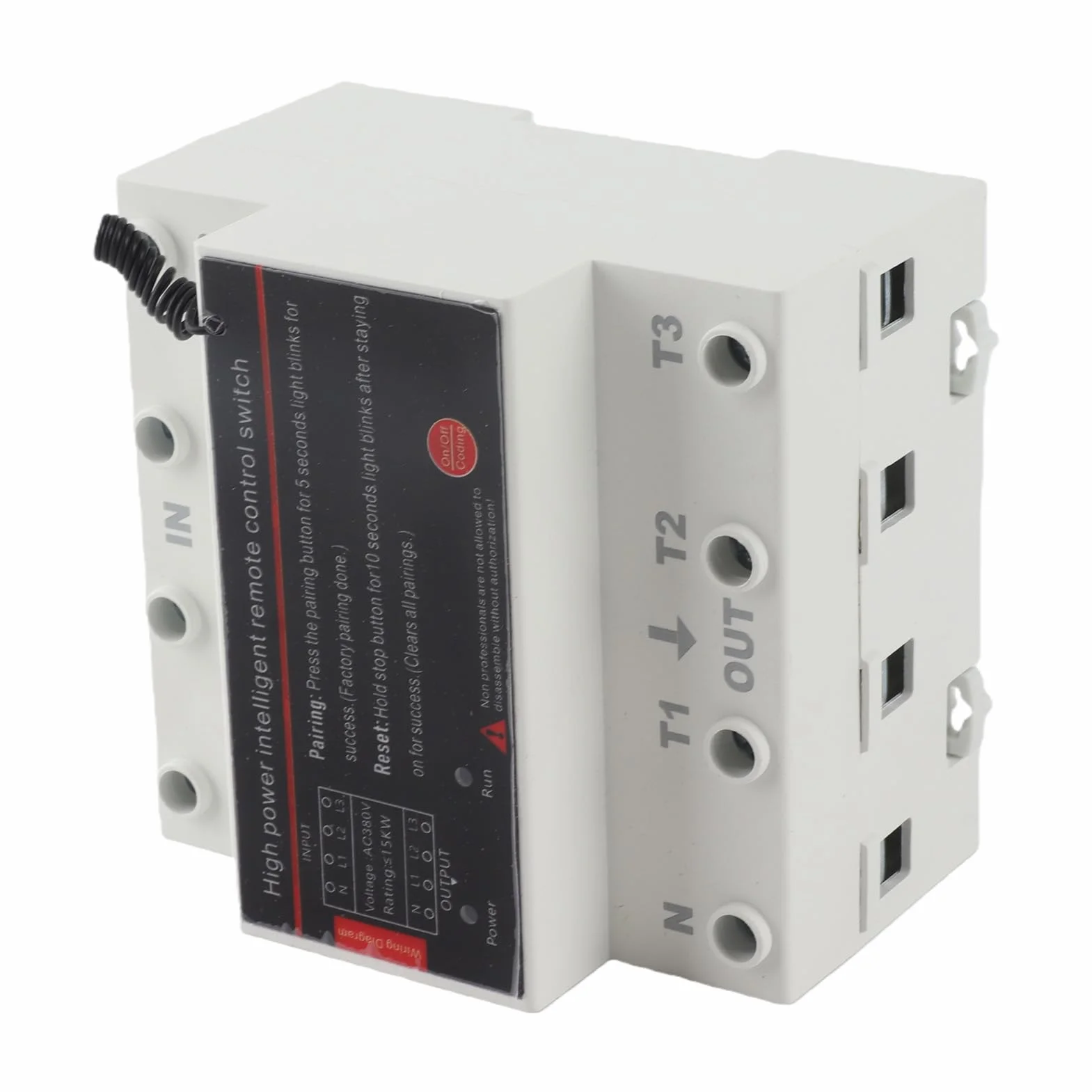 Interruptor Remoto Inalámbrico Trifásico AC380V, Interruptor de Alimentación Inteligente, Control de Larga Distancia de 3000 M, Interruptor de Control Remoto para Bomba Motor