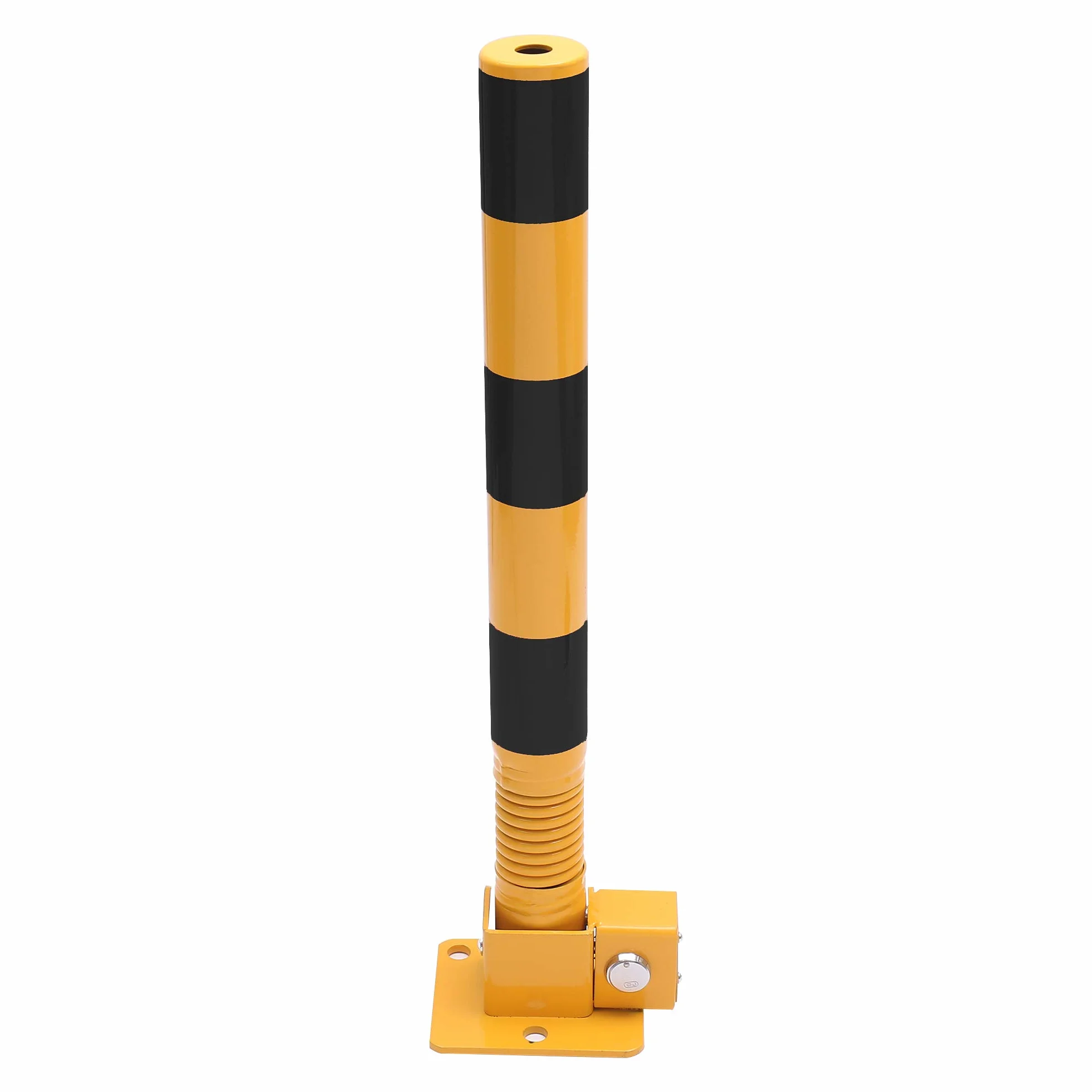 TOPWAY Bolardo de Bloqueo de Espacio para Estacionamiento de Automóviles con Resorte, Bloqueable Plegable Poste de Barrera de Parking de Coche, Amarilla y Negro, 60cm de Altura