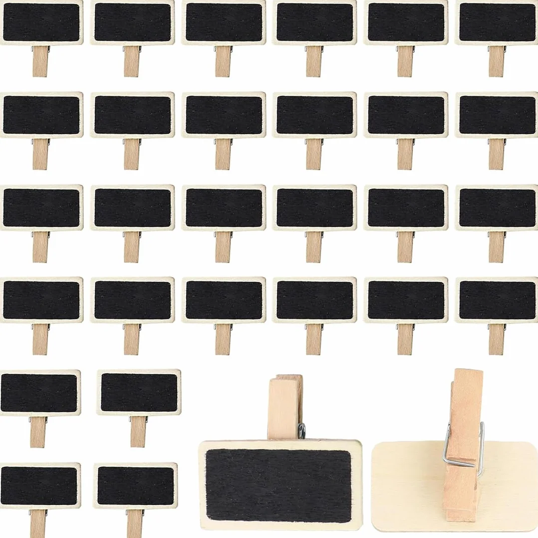 Pinzas de Pizarra Mini Reutilizables con Tiza, Tablero de Etiquetas para Bodas - Pequeñas Pizarras para Escribir