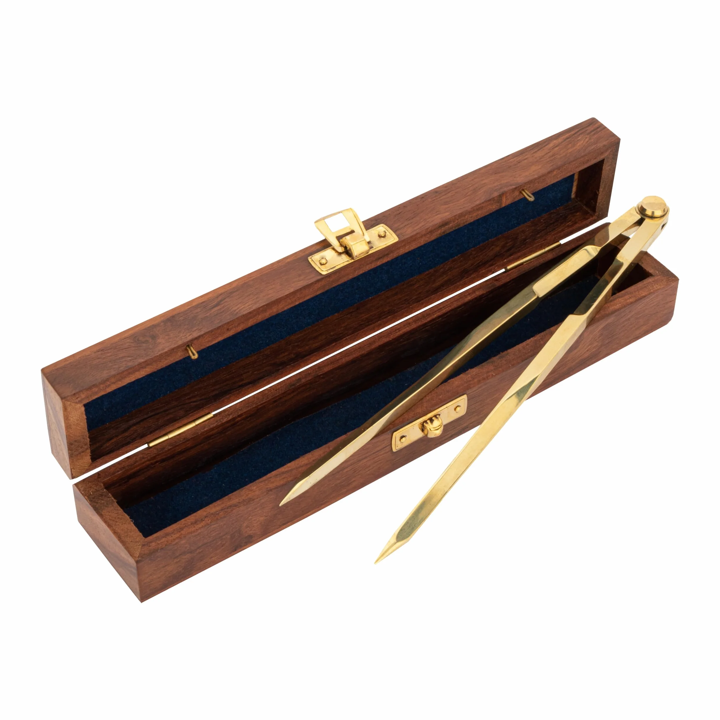 NKlaus Compás de latón 21 cm en caja de madera