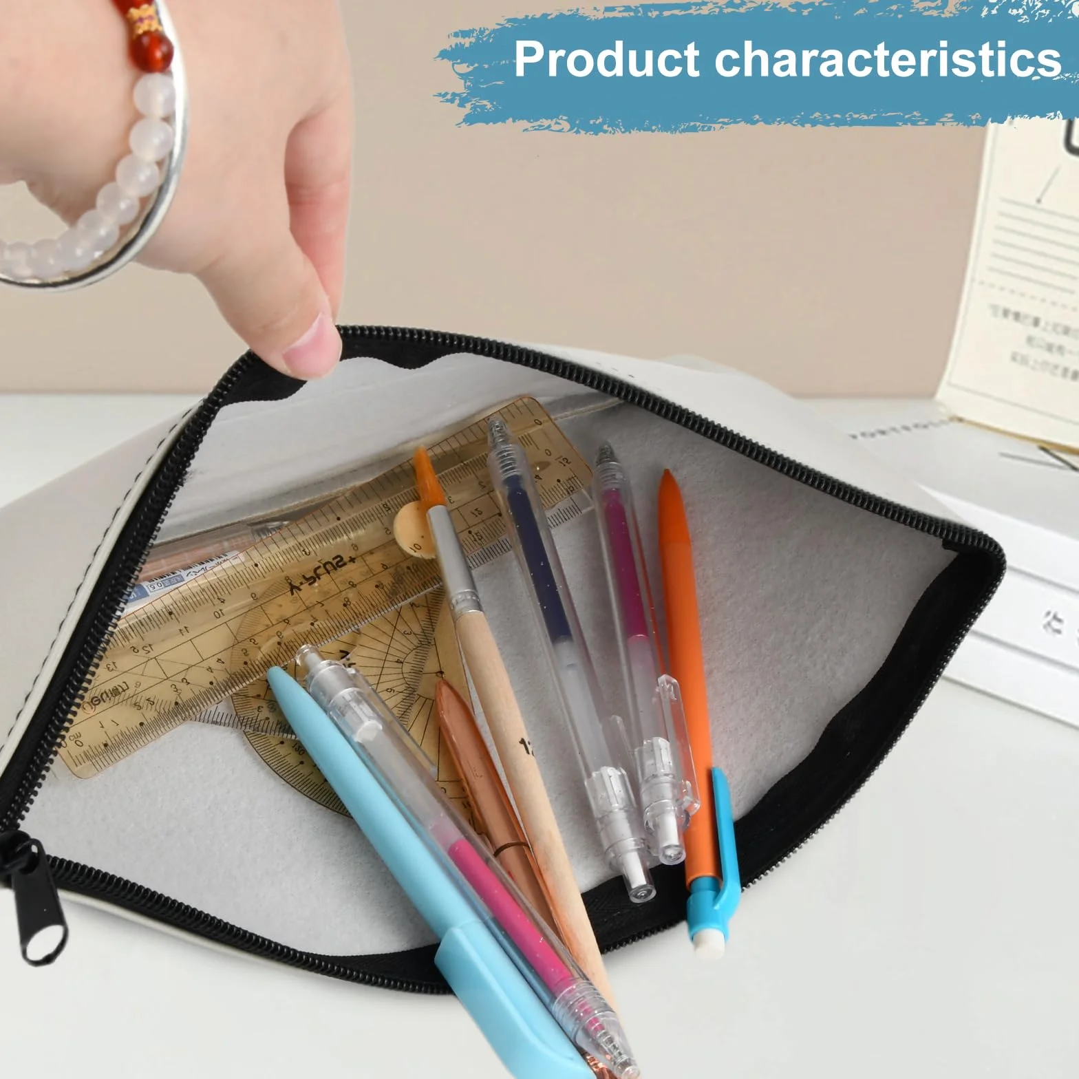 Bolsa de Dinero con Cremallera 28x15cm Impermeable A5 PU con Ventana