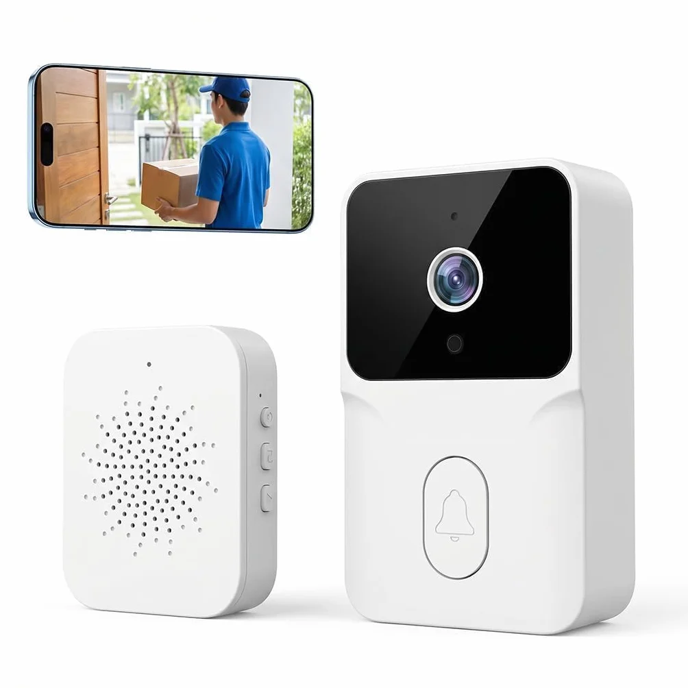 Timbre de vídeo WiFi 1080P con cámara y visión nocturna, audio bidireccional, detección de movimiento, seguridad inteligente para el hogar