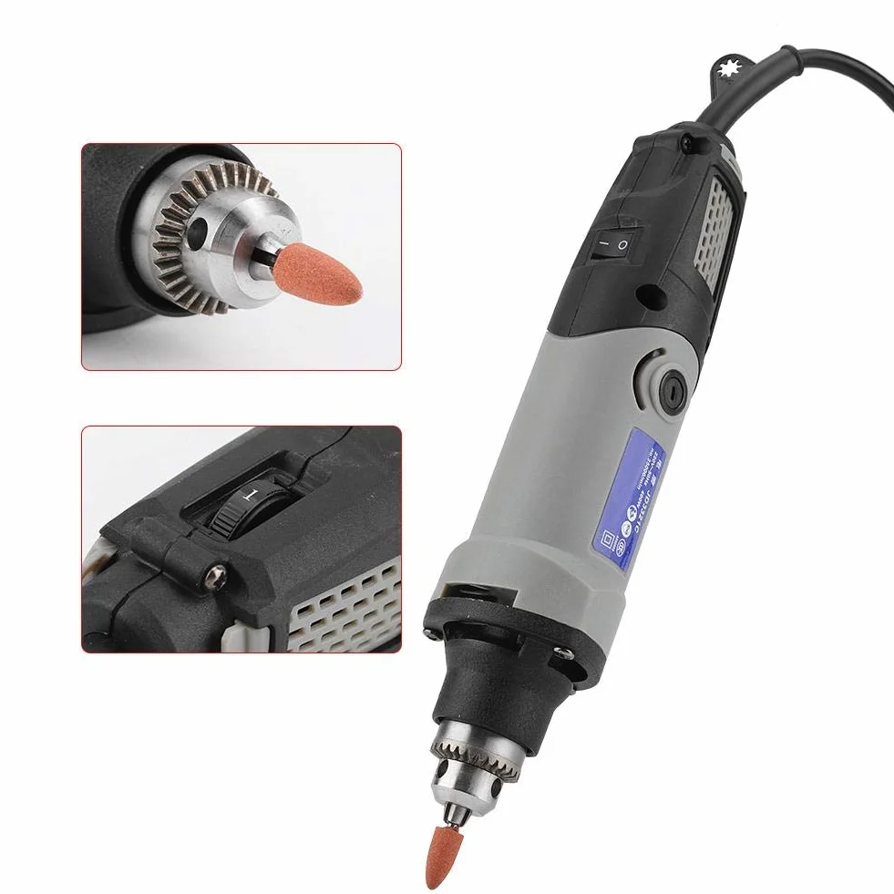 Amoladora Eléctrica Acouto, Mini Amoladora, 400 Vatios, 6 Velocidades Variables, Taladro Eléctrico 6 Posiciones, Herramienta Rotativa