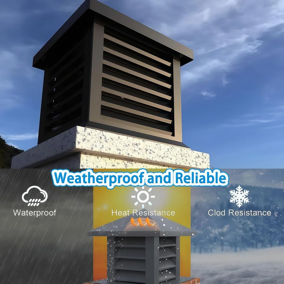 Tapa De Chimenea para Villa, Cubierta De Chimenea Cuadrada De AleacióN De Aluminio, Tapas De Chimenea para Chimeneas A Prueba De Lluvia con Parte Superior CóNica Y Rejilla