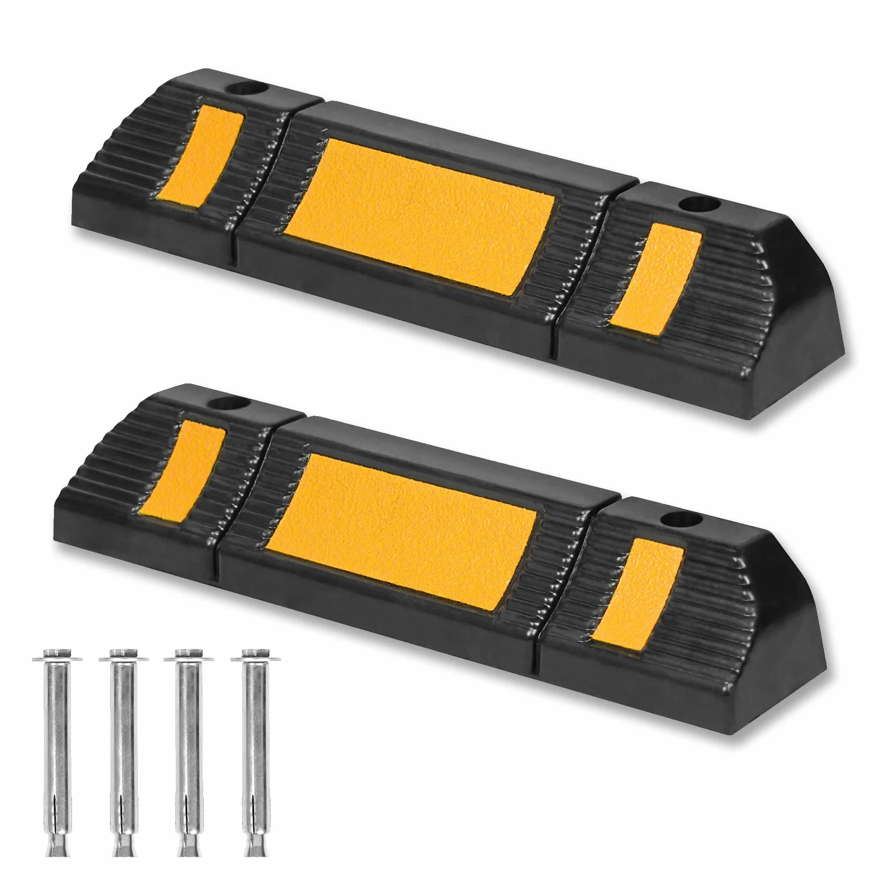 Froadp Barreras para Parking con Tiras Reflectantes, Juego de Topes de Estacionamiento para Protección contra Colisiones, Ayuda para Aparcar en el Garaje, Marcador de Plazas, Automóviles (1 par)
