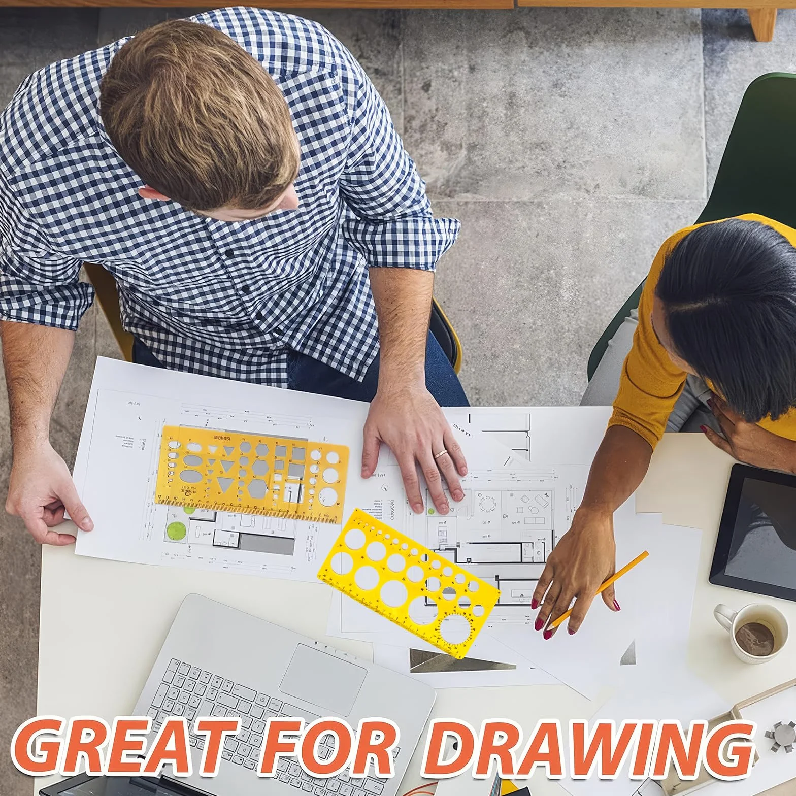 Plantillas Para Dibujar, Plantilla Circulos, Regla De Plantilla De Dibujo Geométrico para Oficina Y Escuela