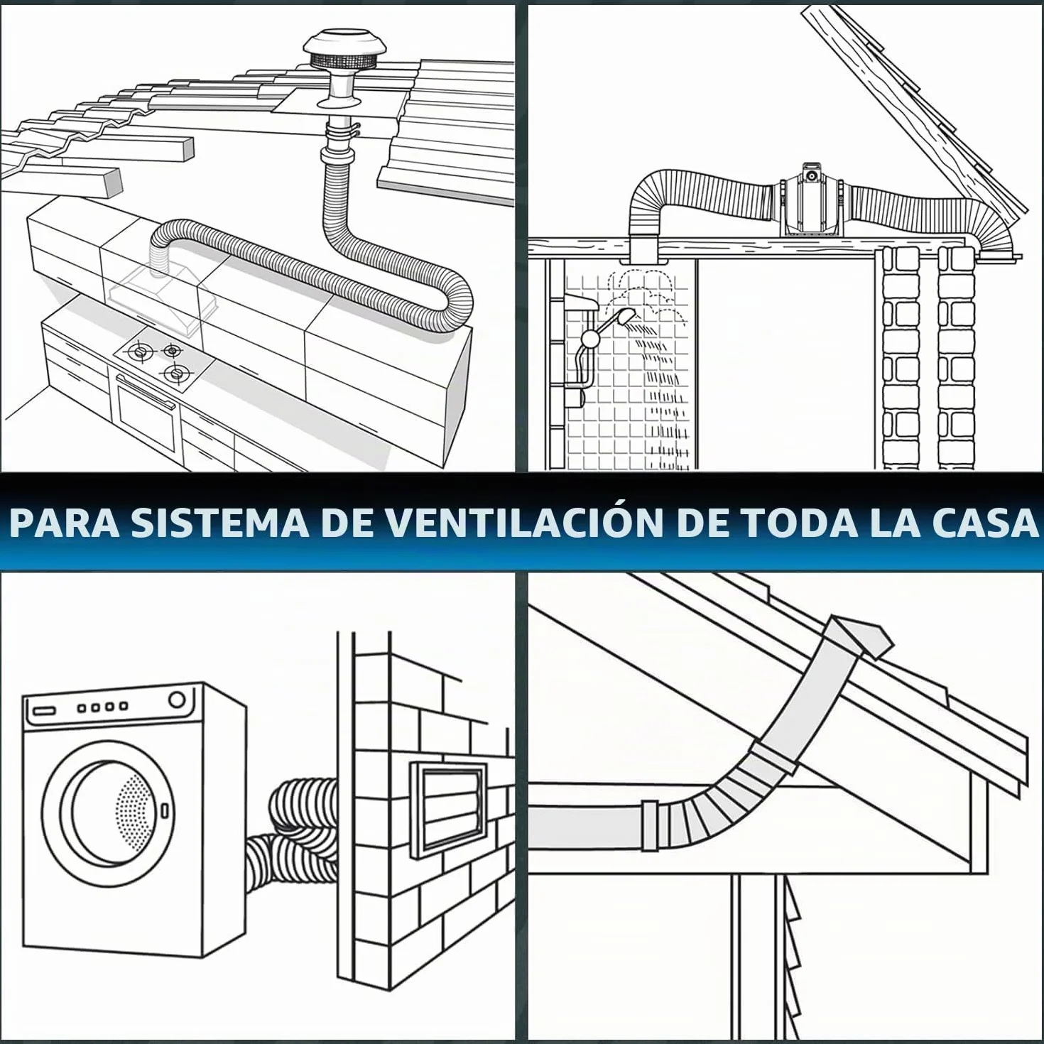 Hon&Guan Tubo flexible de aluminio de 200 mm Longitud 5 m, Manguera Flexible de Aluminio para Secadora, Campana Extractora, Ventilador de Tubos, Aire Acondicionado