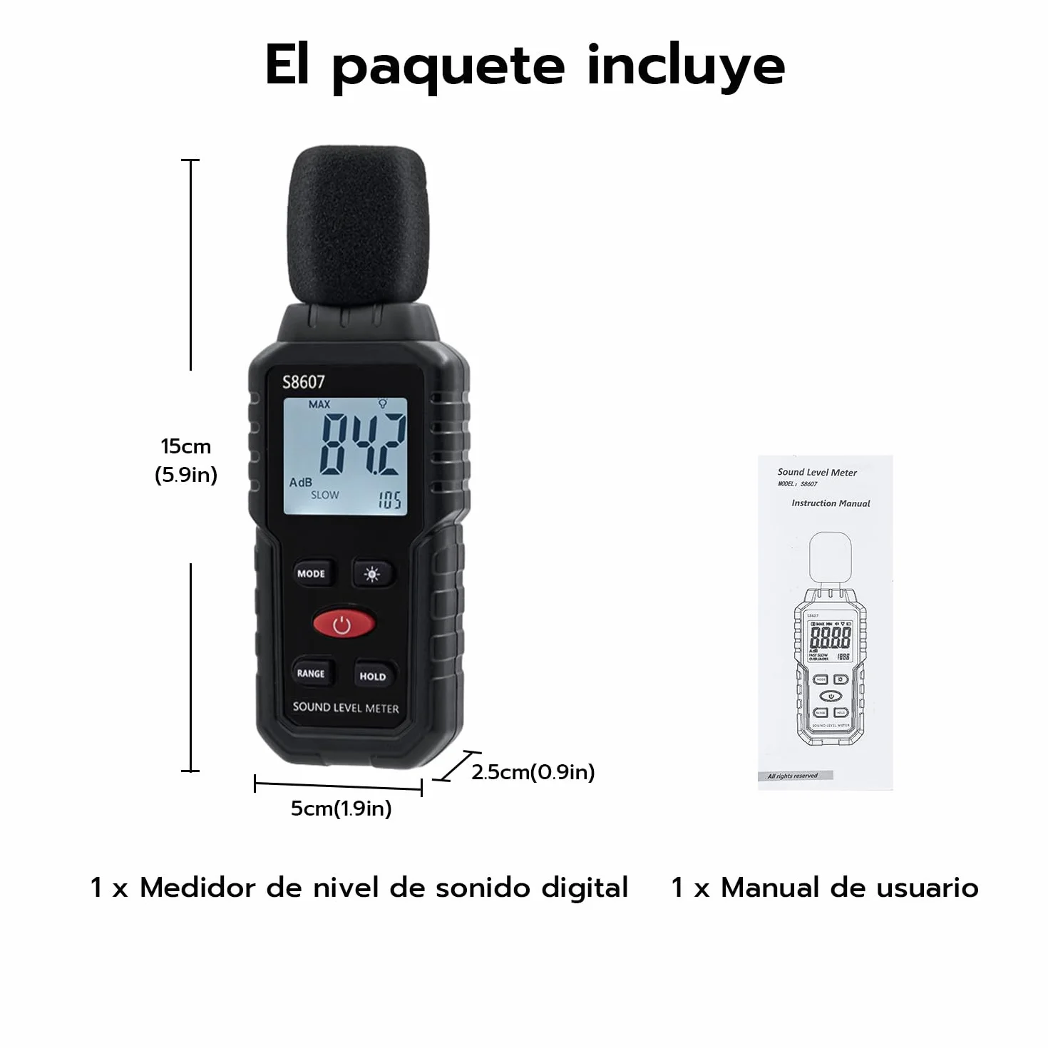 Mcbazel Medidor de Decibelios 30-130dB Pantalla LCD Retroiluminada Portátil