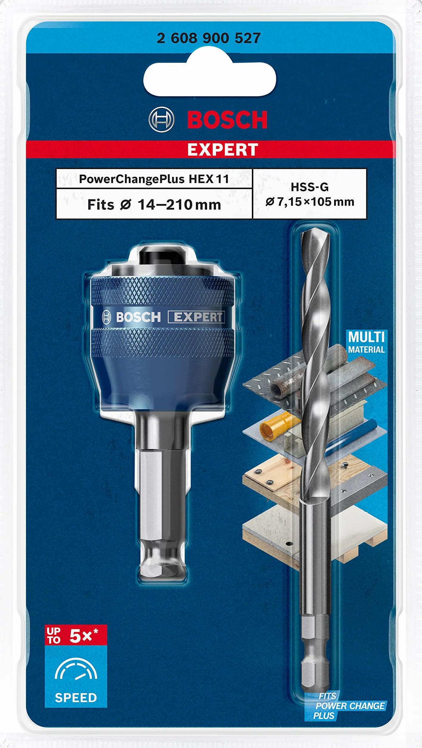 Bosch Professional 2x Adaptadores de sistema para sierra de corona Expert Power Change Plus (accesorios Taladro de impacto rotativo), Black, Adaptadores de sistema para sierra de corona, Ø 7,15 mm