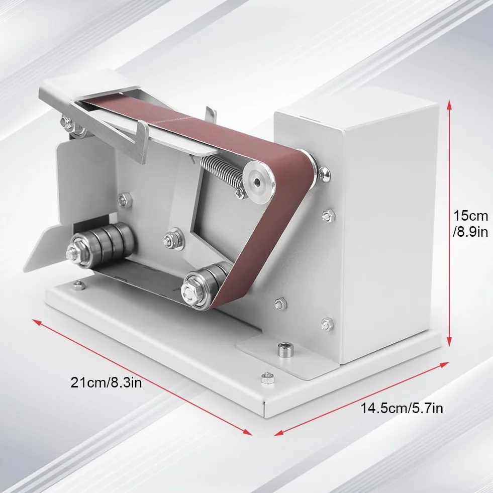 Amoladora de Banda Eléctrica Mini Amoladora Plana con Rodamiento Doble Incorporado y 10 Cinturones Abrasivos para Metal, Madera, Plástico, Aluminio (Enchufe de la UE)