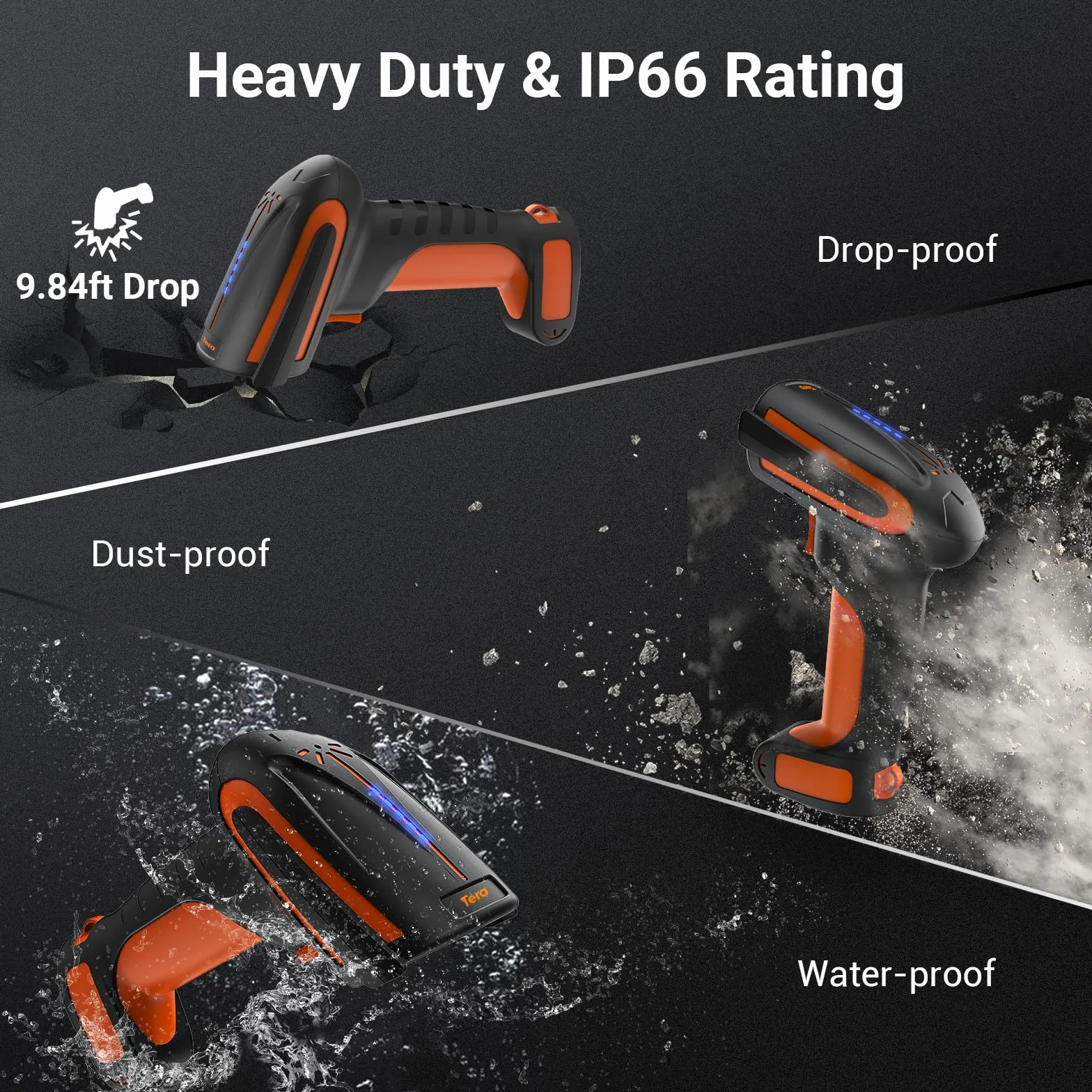 Tera Pro Escáner de Código de Barras 2D Inalámbrico 1D 2.4G Bluetooth Resistencia a Caídas 8100