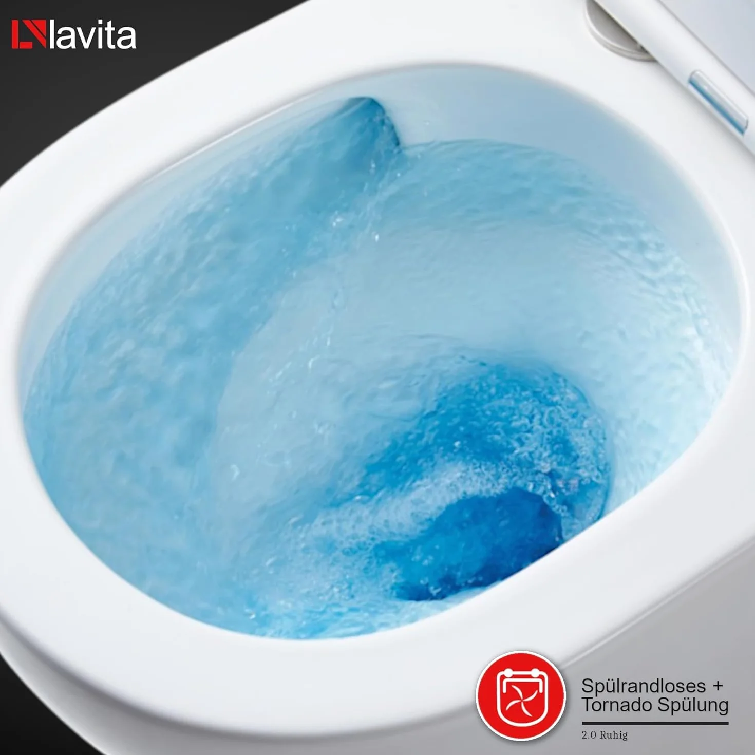 Lavita Conjunto: elemento de pared Duofix Basic WC de descarga profundaVersoni blanco sin reborde con sistema de descarga Tornado+asiento de WC con cierre automático+con botón blanco Conjunto completo