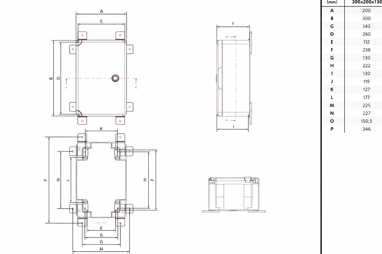 Armario Eléctrico Estanco 200x300x130 IP65 IK08 ABS con Puerta Opaca Gris y Placa Galvanizada Incluida
