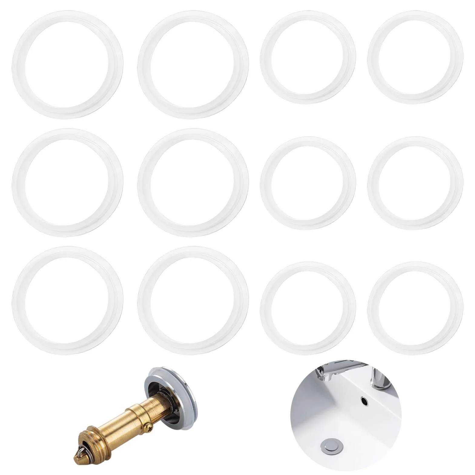 Juntas de Silicona Blancas para Tapón de Lavabo 38mm 32mm 2 Tamaños