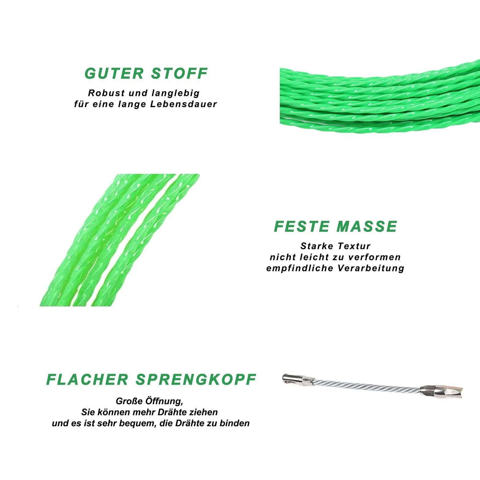 Ayuda para pasar cables, espiral de inserción de 20 m, diámetro de 4 mm para guía de cables, ayuda para el tendido de cables, ayudas para pasar cables, adecuado para fibra óptica, electricidad