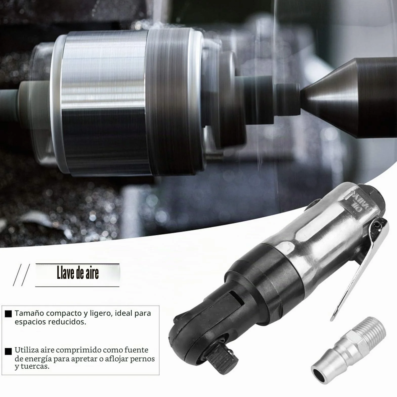 Artillery Llave de Carraca Neumática, Mini Llave de Trinquete Neumática con Accionamiento Cuadrado, Herramienta Profesional para Instalaciones Industriales (1/4")