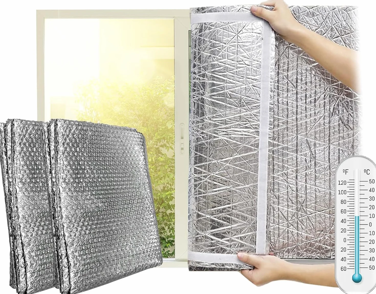 AISLANTE TERMICO VENTANAS | Reduce el frio de Invierno | 1.5x1.2m | Pack 2 uds | Autoadhesivo Se Instala sin Herramientas | Fabricado en España