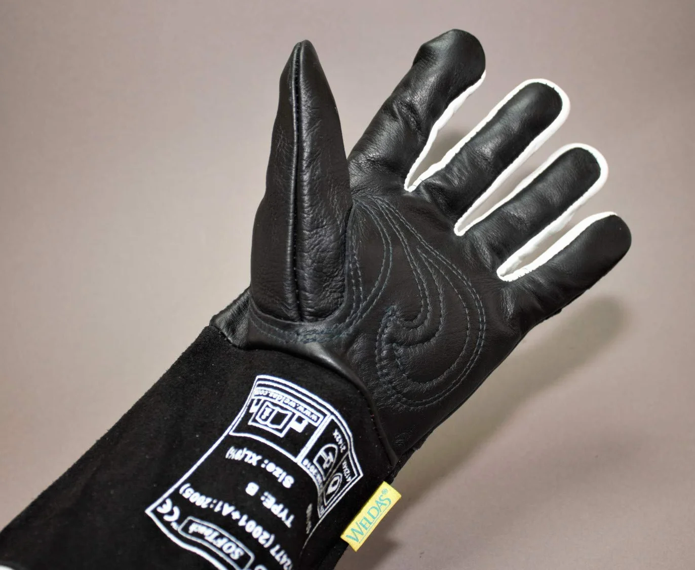 Weldas Guante de cuero de vaca negro TIG Softouch