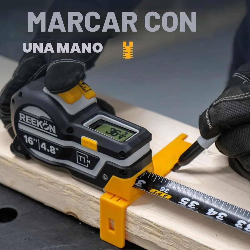 REEKON T1M Utility - Cinta métrica digital de 7,6 m (dividida), herramienta de medición inteligente Bluetooth, precisión de 1/32 pulgadas, ahorra más de 1000 mediciones, pantalla LCD, más de 150 horas