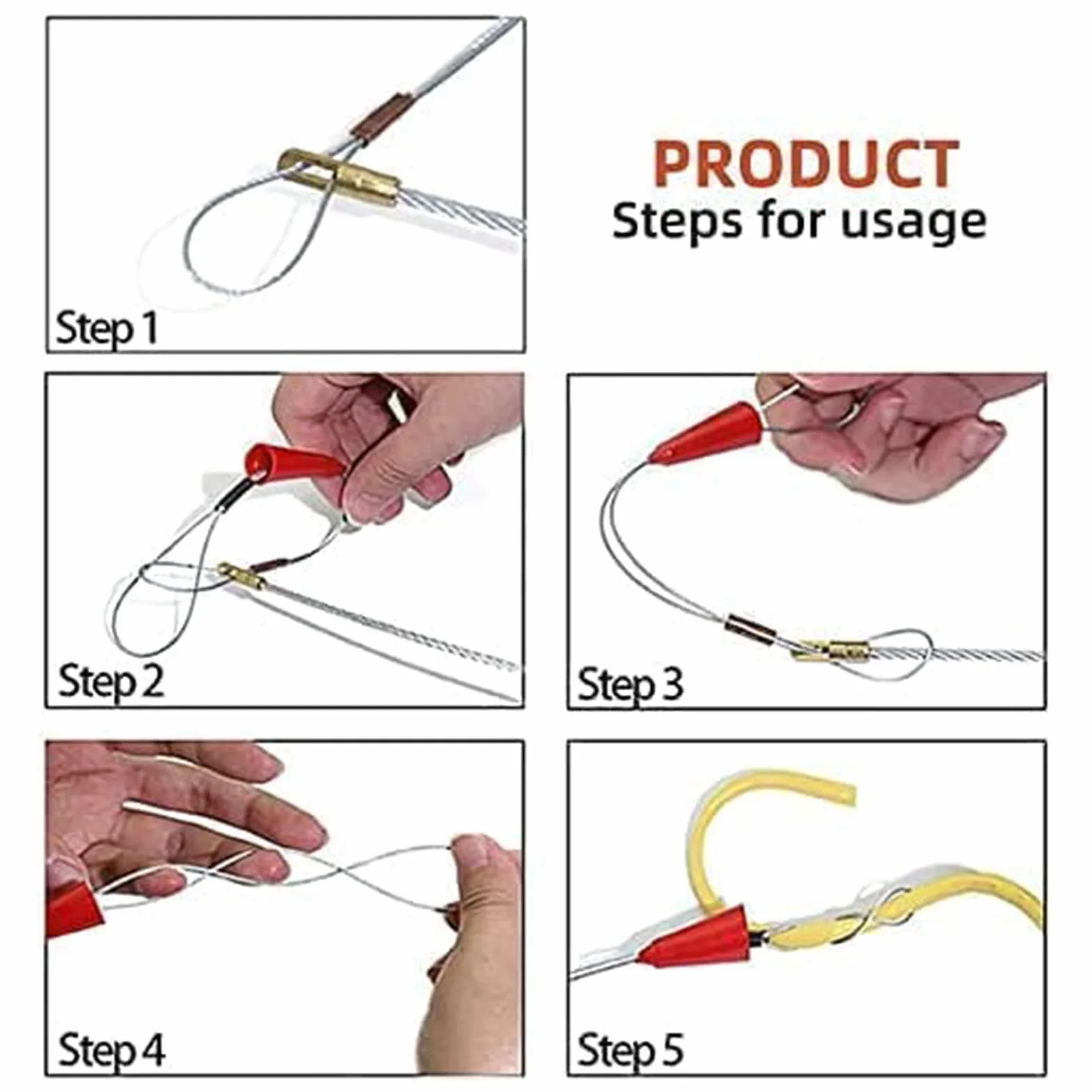 Guia Pasacables, 50m 4,5mm Guia Pasacables Profesional Guia Cables Espiral Guía Pasacables con Guia Cables y 2 Muelles Guía Ayuda de Extracción de Cables para Tirar de Cable