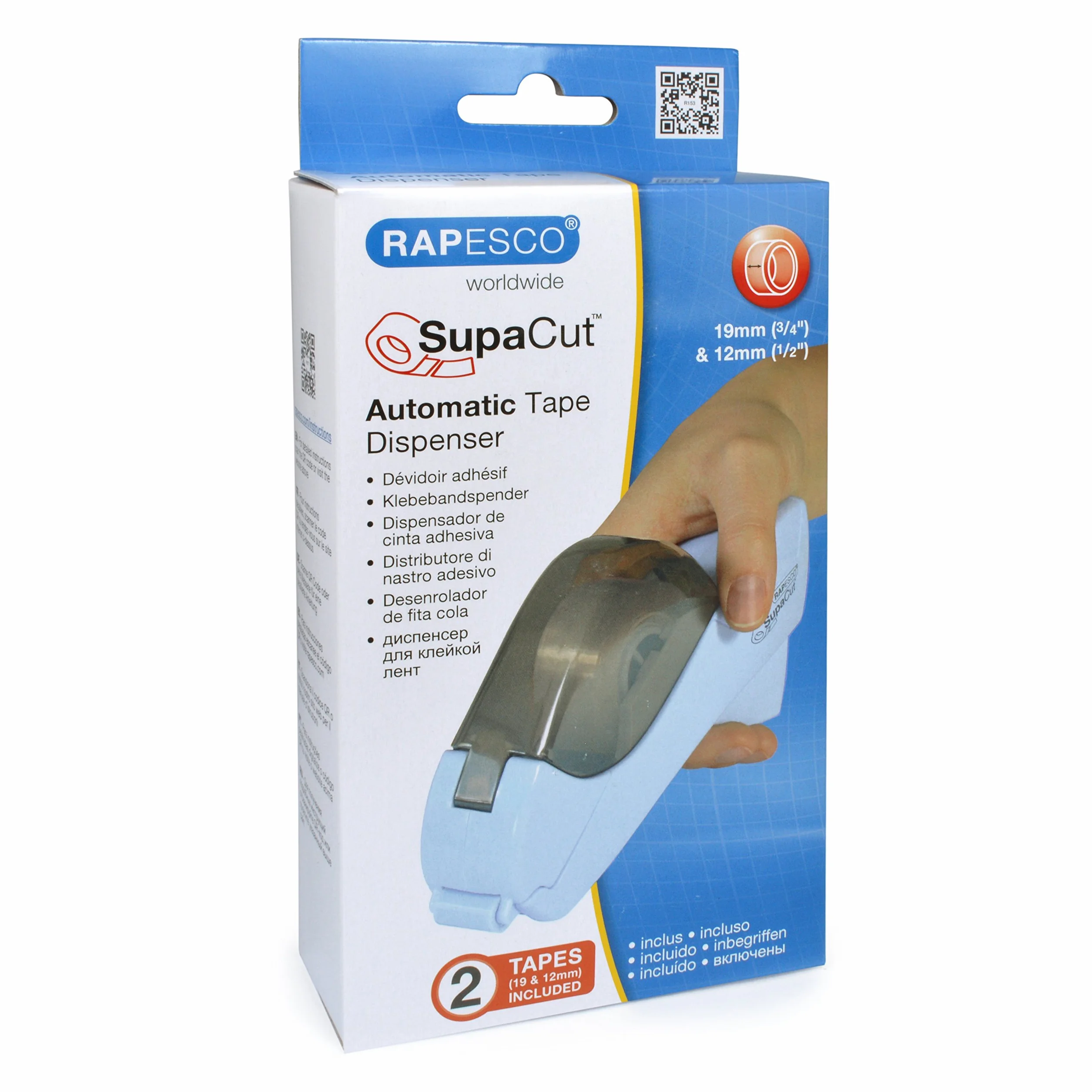 Rapesco 1442 SupaCut Dispensador de Cinta Adhesiva con 2 Rollos, Celeste