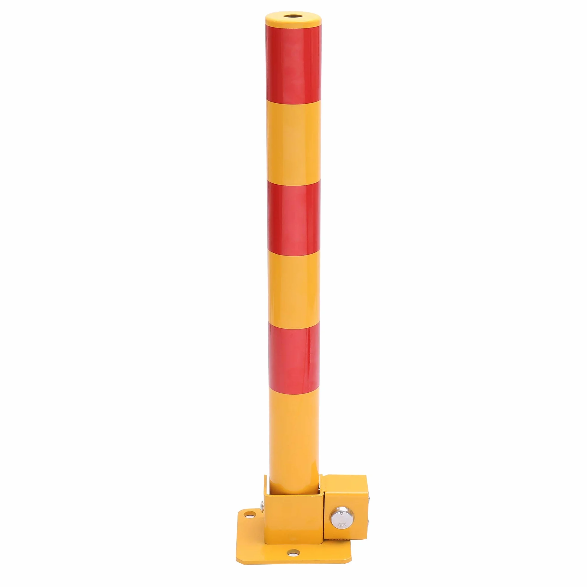 KATSU Bolardo de Bloqueo de Espacio para Estacionamiento de Automóviles Bloqueable Plegable Poste de Barrera de Parking de Coche, Amarilla y Roja, 60cm de Altura