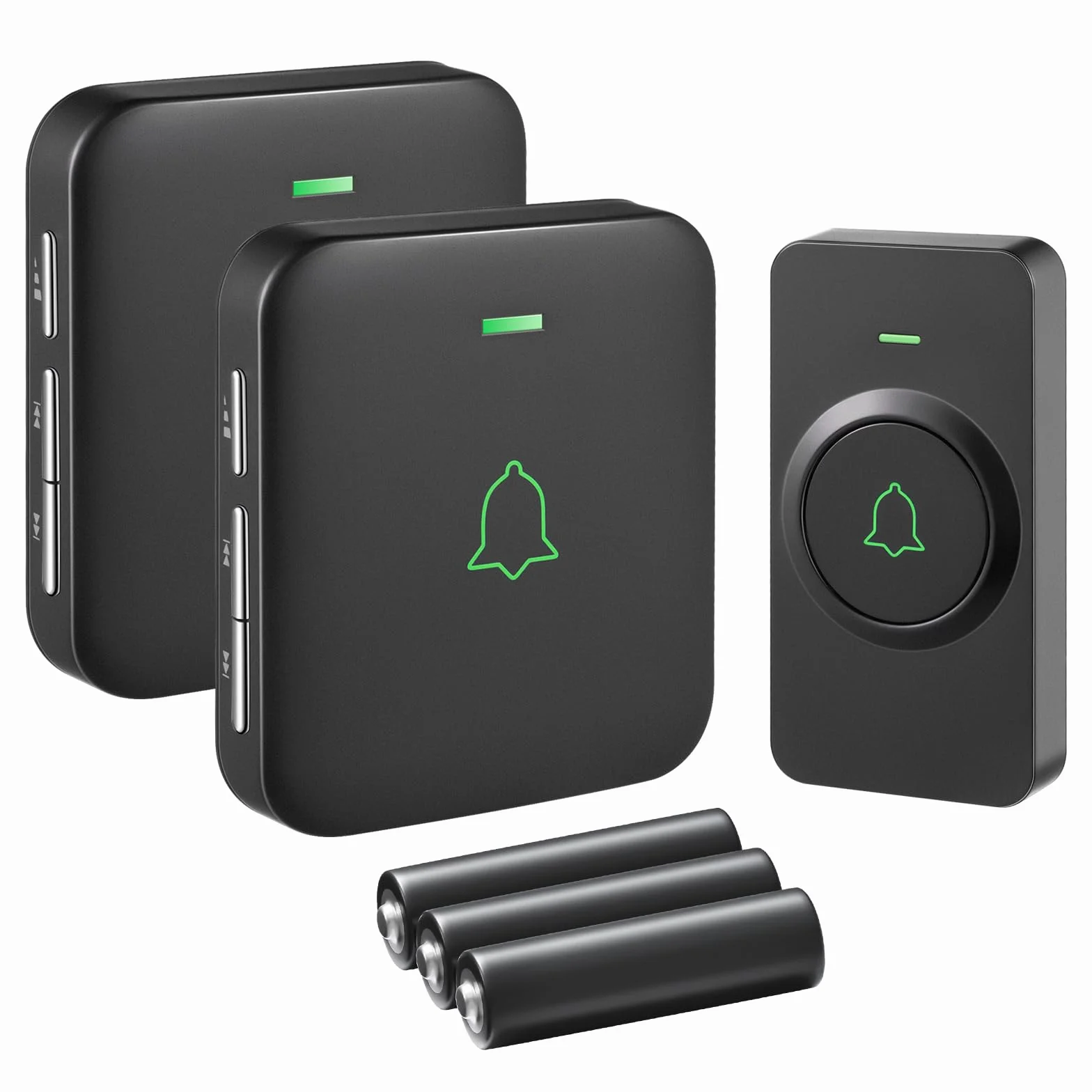 AVANTEK Timbre inalámbrico 300 m con 2 receptores IP55 resistente al agua 52 melodías 5 niveles volumen LED