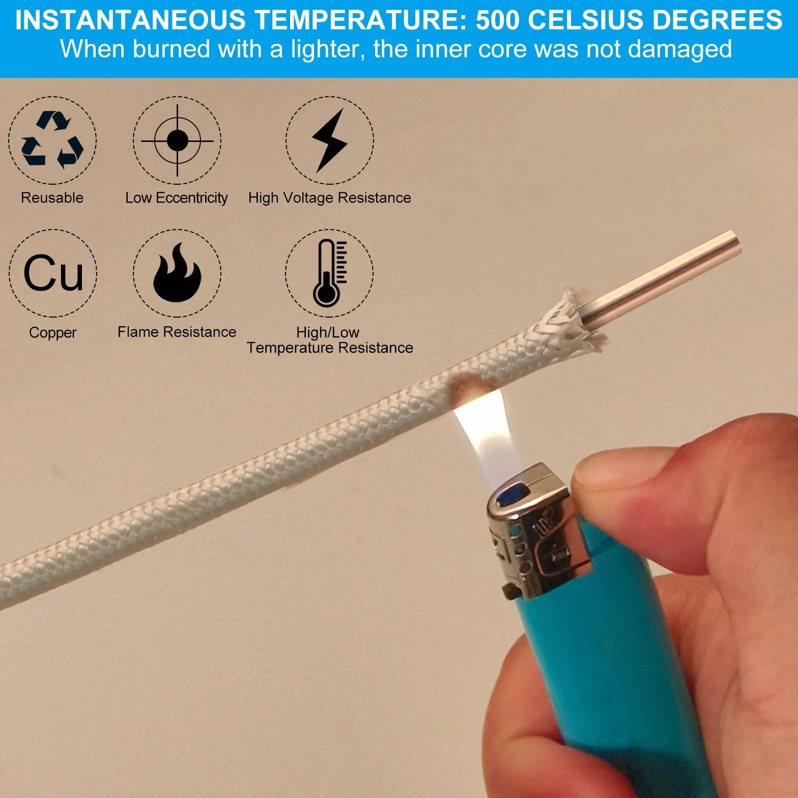 PATIKIL 49.2 Pies 11AWG Cable Eléctrico De Alta Temperatura, -76 A 932 Grados Fahrenheit Mica Fibra De Vidrio Cable Eléctrico Sólido Aislado Resistente Al Calor Cable Monoconductor