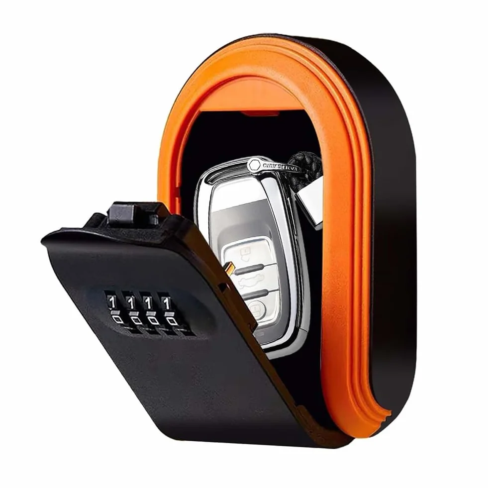 Caja Seguridad con Llave Magnética Combinación 4 Dígitos para Ocultar Cerradura Debajo Automóvil