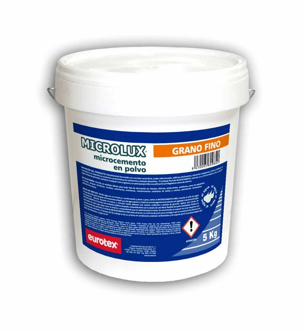 Nazza Microlux - Microcemento en polvo de grano fino para suelos y paredes, Ideal para decoración de terrazas, fachadas, baños, cocinas - Uso exterior e interior, Color blanco, 5 Kg