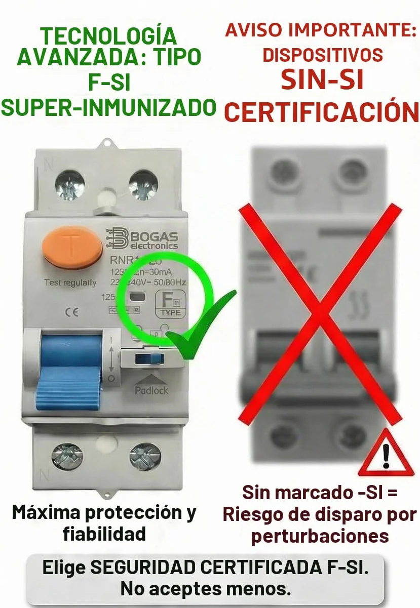 Diferencial electrico Type F-SI |40 amperios|300mA|2 polos (N+F)| con certificaciones oficiales y C E.
