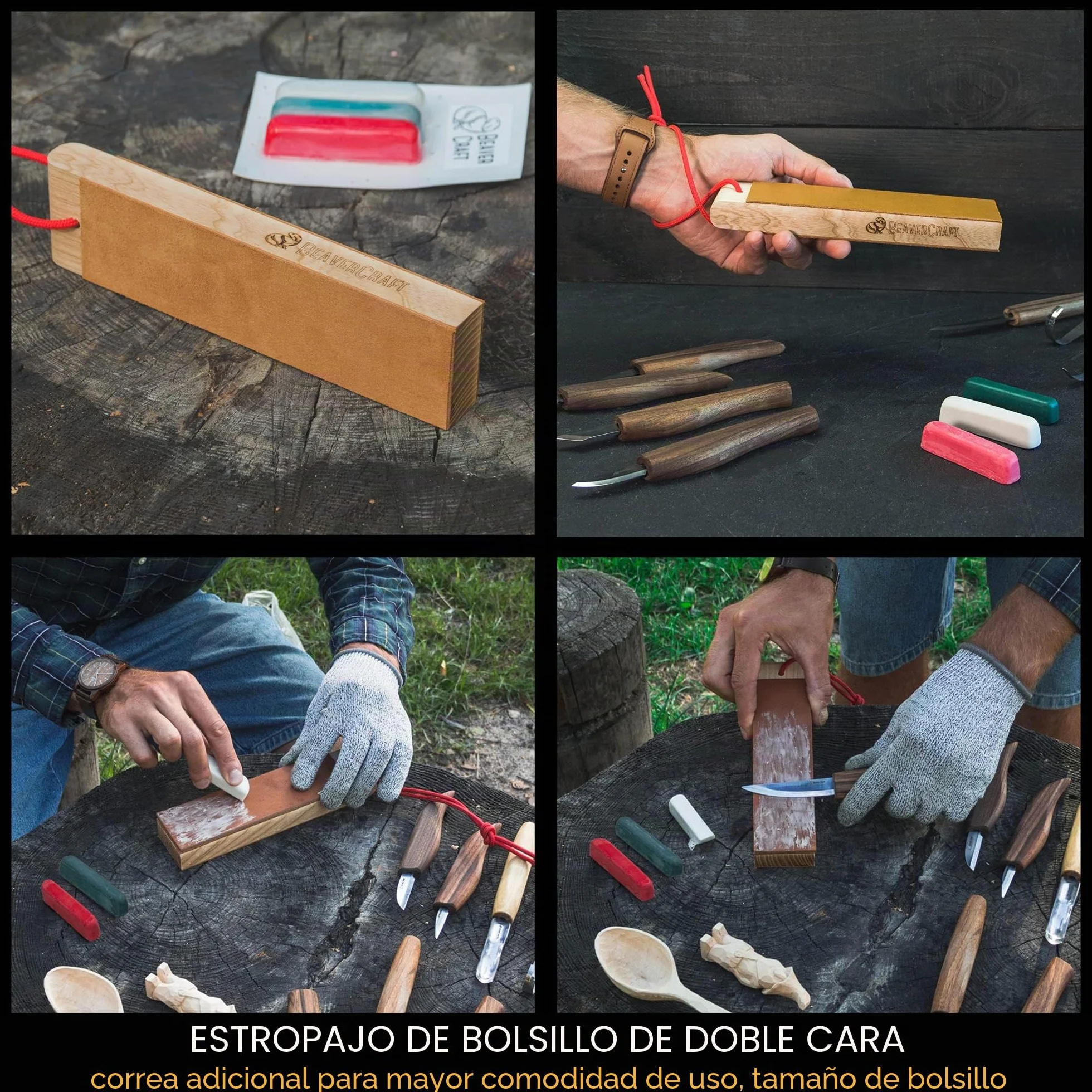 BeaverCraft S50X Juego de Tallado de Madera Cuchillos para Tallar Cucharas Principiantes Profesionales