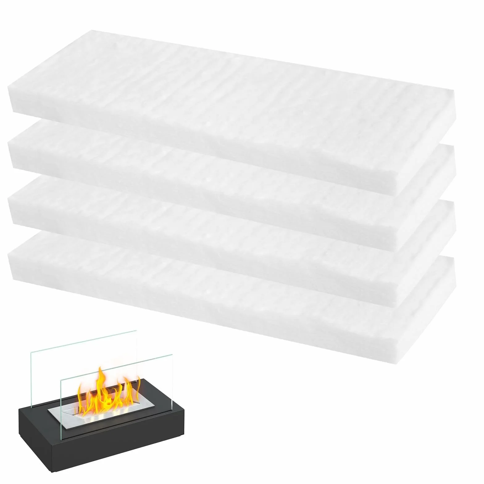 Lana Cerámica para Chimeneas de Etanol 30x10x2cm 4 Piezas Bioetanol Quemador