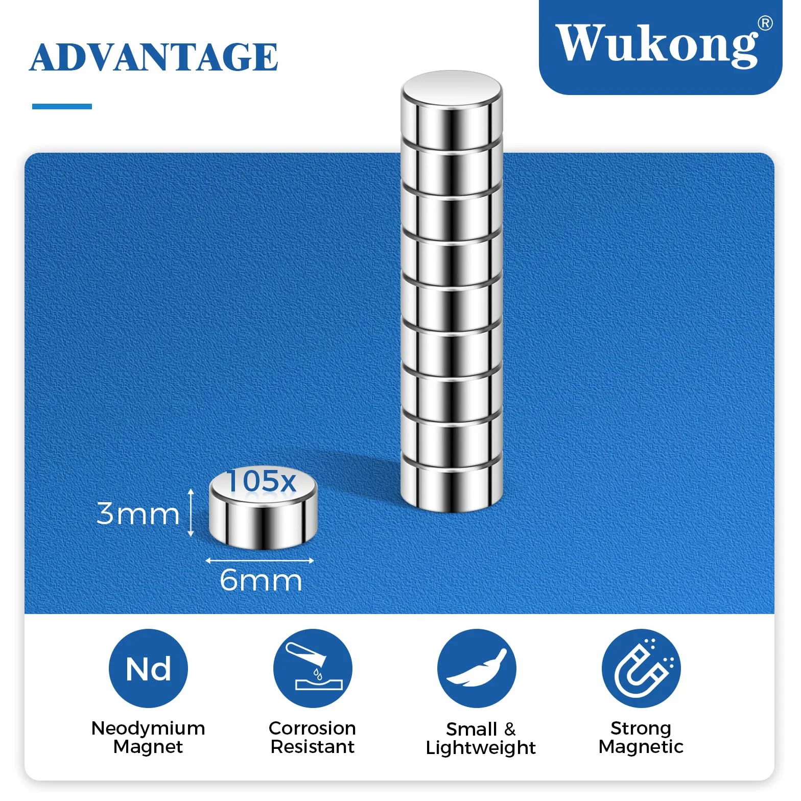 Wukong Mini Imanes de 6 x 3 mm, Paquete de 100 Pequeños Imanes Redondos para Manualidades y Bricolaje