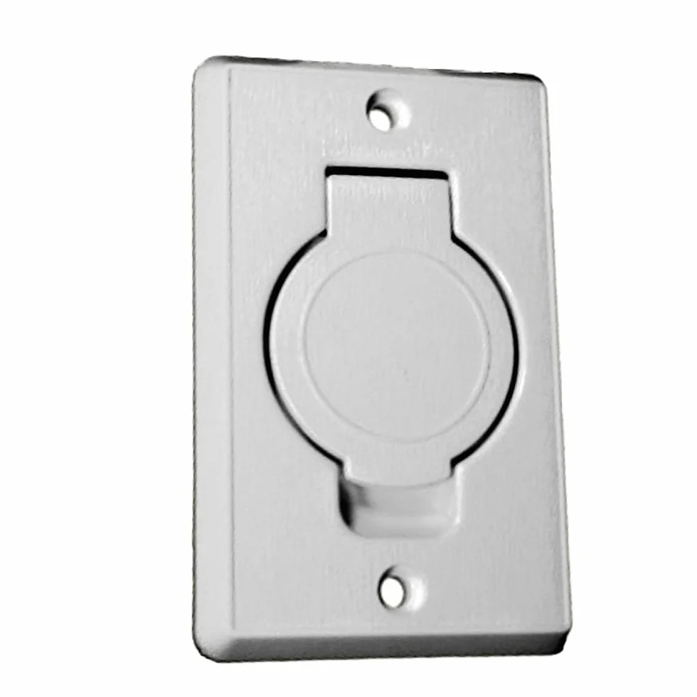 Plastiflex Toma de succión Rectangular con Tapa Redonda, Color Blanco, Toma Central para aspiradora, 78 x 123 mm, 2 Pines de Contacto, Apertura: 36-38 mm