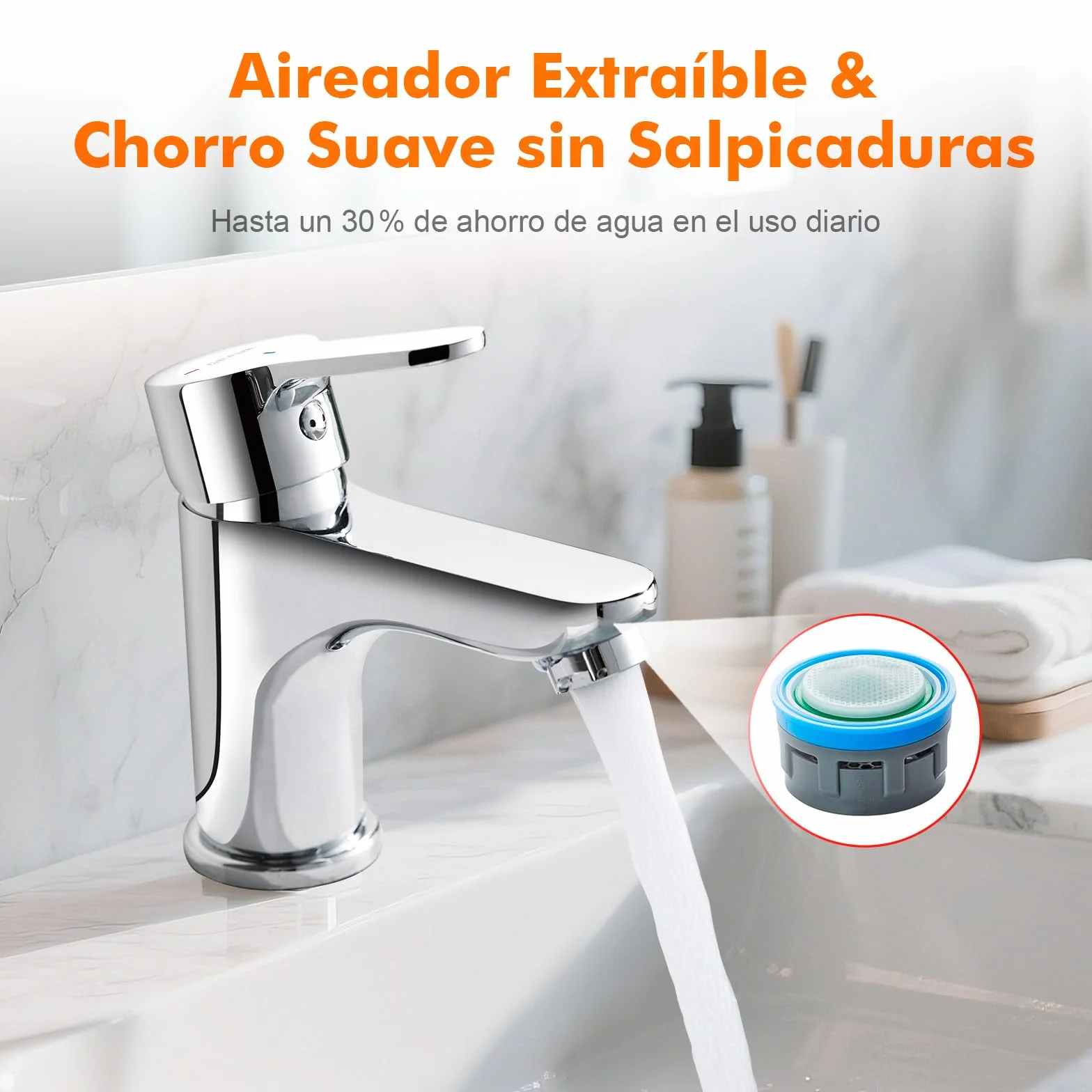 GRIFEMA Grifo Lavabo Monomando para Baño, Latón Cromado Resistente, Agua Fría y Caliente, Cartucho Cerámico Silencioso, Instalación Fácil, Altura de Salida 74 mm, G11003