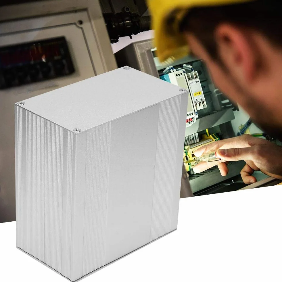 Caja de caja de aluminio Caja de caja de instrumentos de PCB de proyecto de placa de circuito electrónico DIY de plata para carcasa de aluminio de disipación de calor de productos electrónicos, 3,2 ×