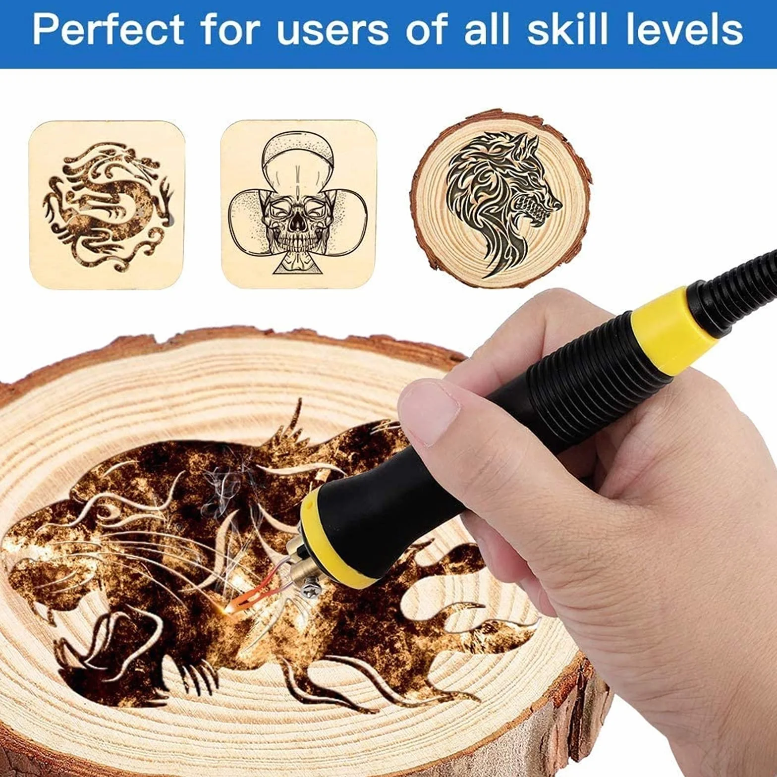 Kit Pirograbador de Madera, Temperatura Regulable, Soldador Profesional para Madera, Cuero, Grabado (60W, 2 bolígrafos,23 puntas de alambre de pirograbado,doble puerto,Pantalla digital de temperatura)