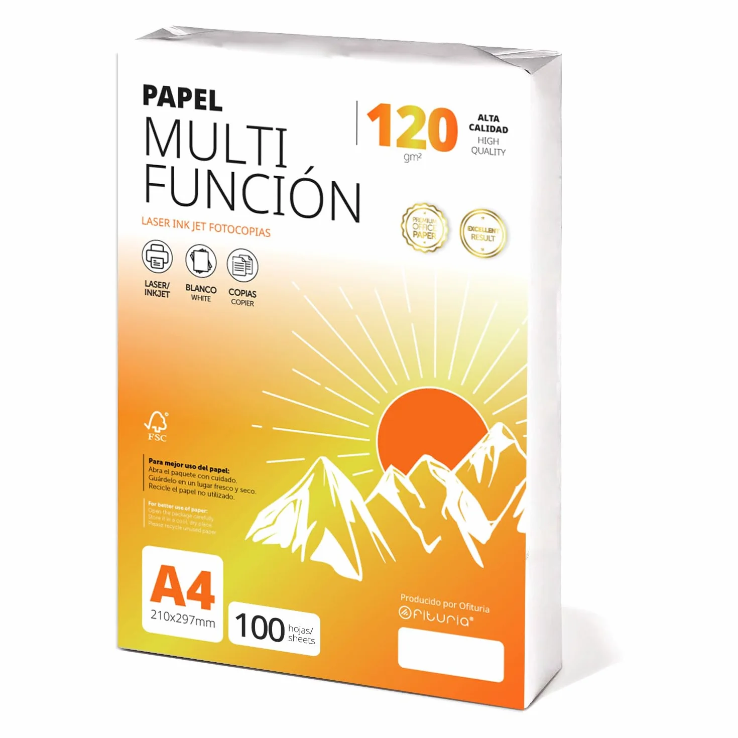 Papel Multiusos A4 120gr 100 Hojas para Impresora Láser e Inyección