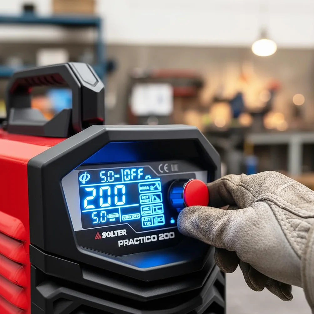 Solter PRACTICO 200 LD – Inverter de Soldadura Profesional MMA/LIFT TIG 200A | Función Pulsada | 230V | Electrodos Ø2,5-4mm | Compacto, Seguro y Potente | Ciclo 30% a 200A